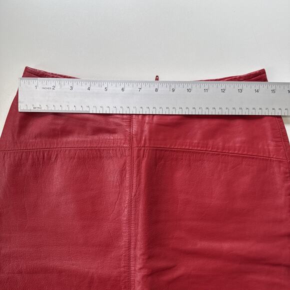 Vintage Limited Express Red Leather Pencil Skirt Retro Glam Mob Wife Women’s 9 - Picture 9 of 11